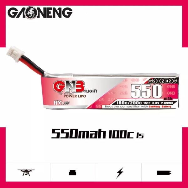 GNB Battery 3.8V 100C 550mAh 1S HV PH2 Cable